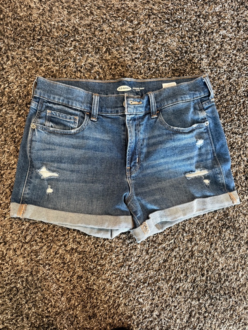Old Navy Blue Distressed Rolled-Hem Denim Shorts